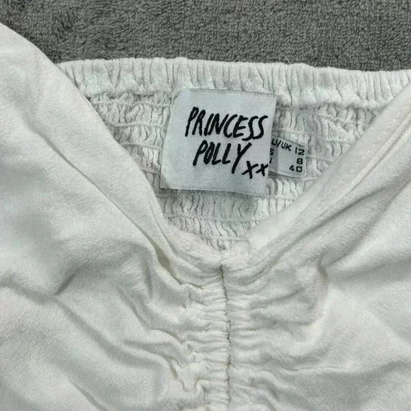 Princess Polly Shirt Womens Size 8 Darshan White Crop Top Rayon - Picture 4 of 7